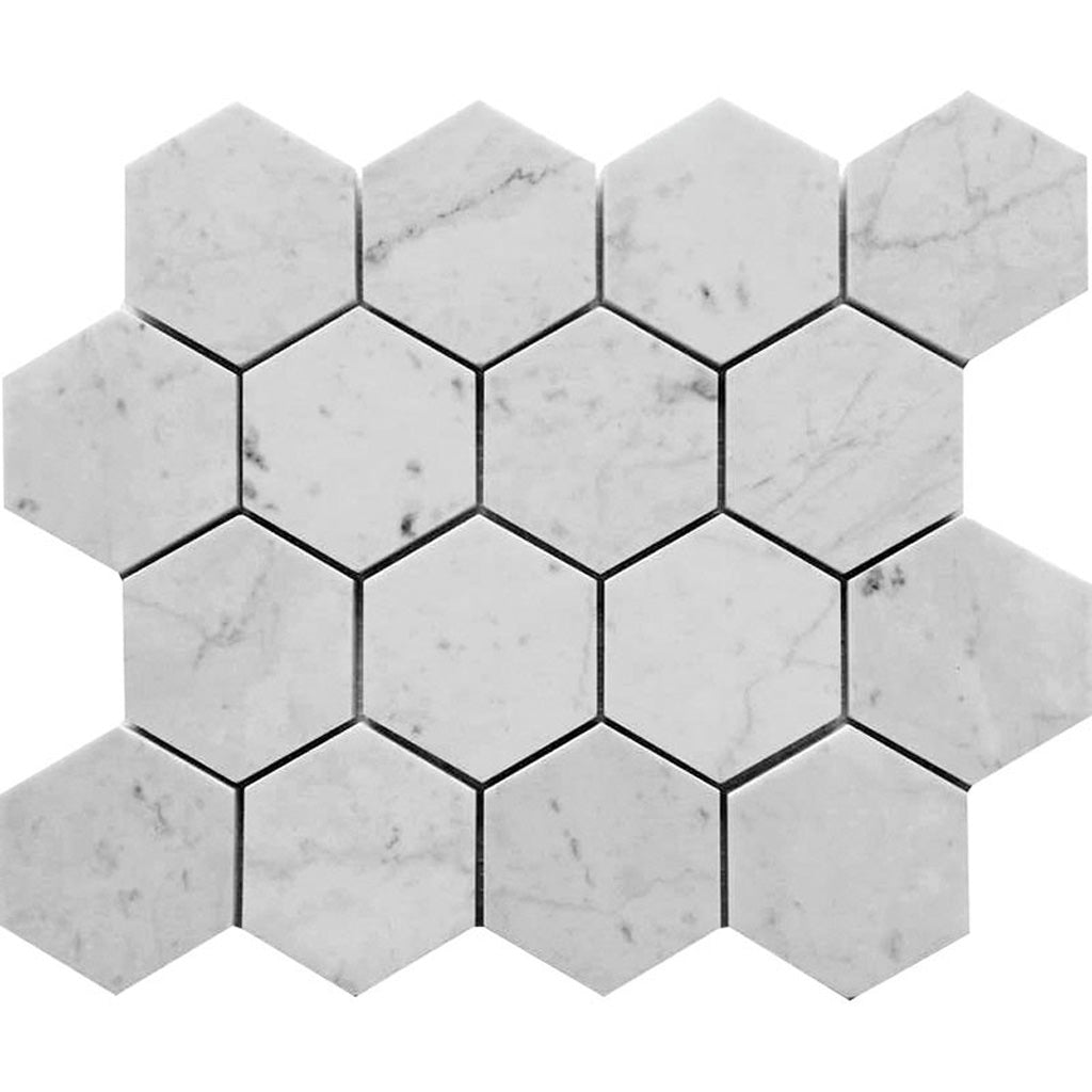 White 10x12 Honed Hexagon Marble Mosaic Tile (5 pack, 4.49 sq ft/case) - Sample
