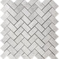 White 12x12 Polished Herringbone Marble Mosaic Tile (5 pack, 4.83 sq ft/case) - Sample