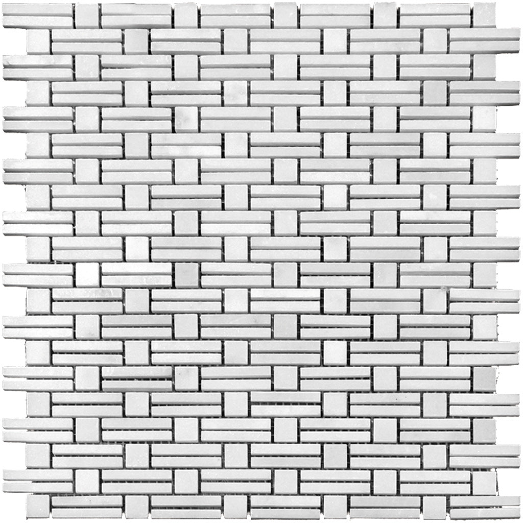 White 12x12 Polished Brick Marble Mosaic Tile (5 pack, 4.875 sq ft/case) - Sample