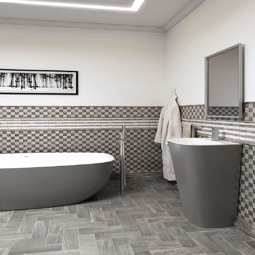 White 12x12 Polished Brick Marble Mosaic Tile (5 pack, 5 sq ft/case) - Sample