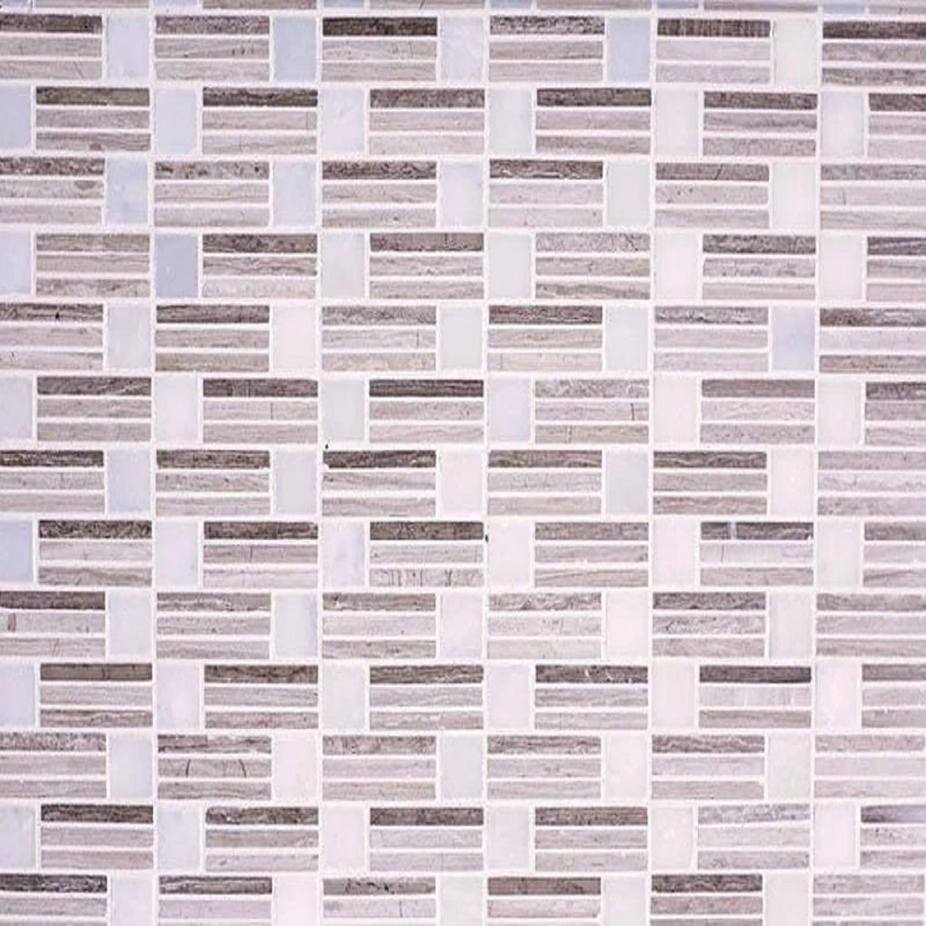 White Beige 12x12 Polished Brick Marble Mosaic Tile (5 pack, 5 sq ft/case) - Sample