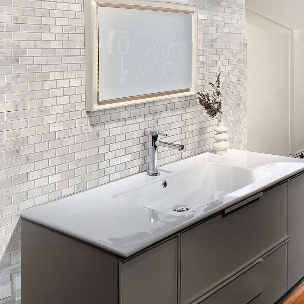 White 12x12 Honed Brick Marble Mosaic Tile (5 pack, 4.92 sq ft/case) - Sample