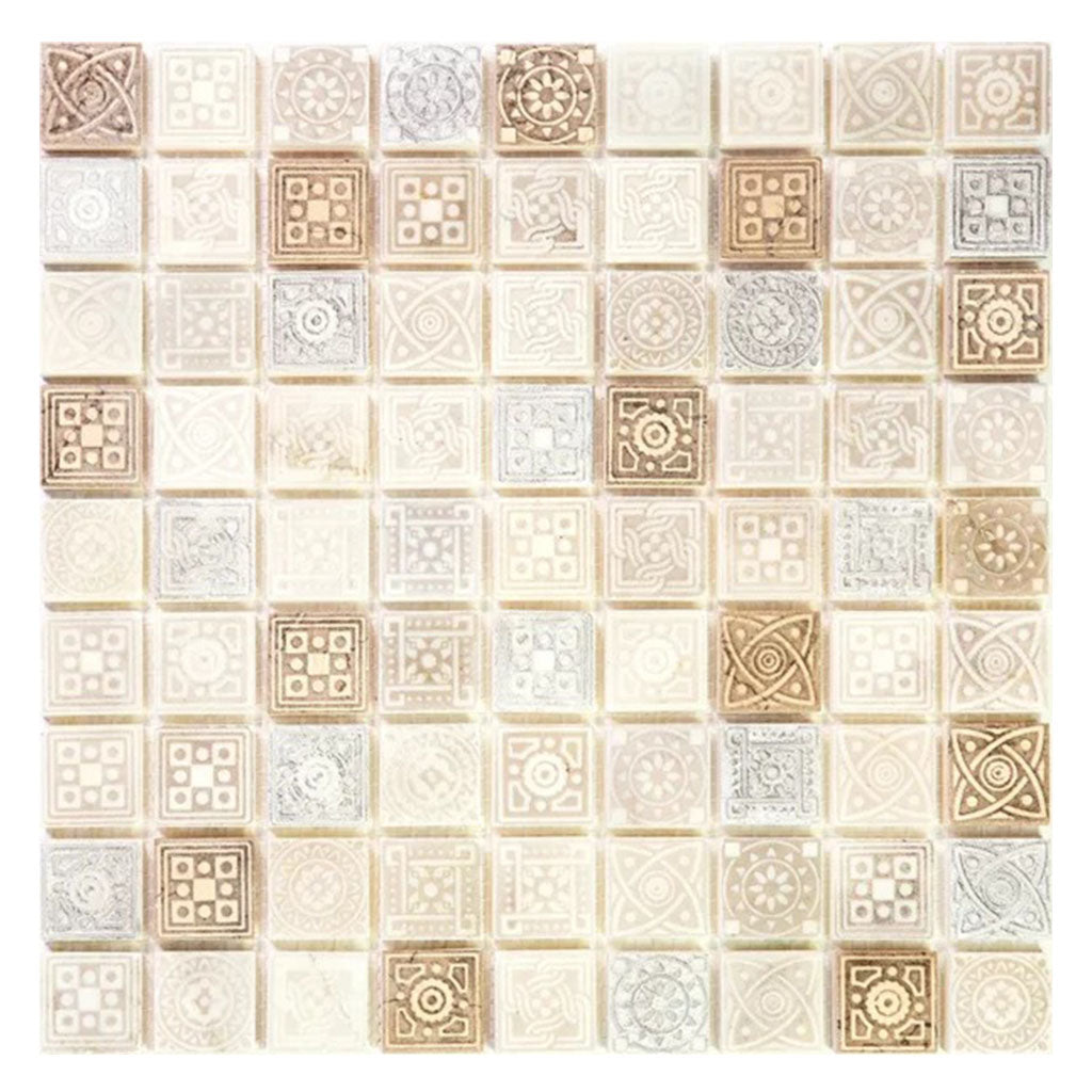Cream Soft Earthy 12x12 Foiled Texture Square Stone Mosaic Tile (5 pack, 5 sq ft/case)