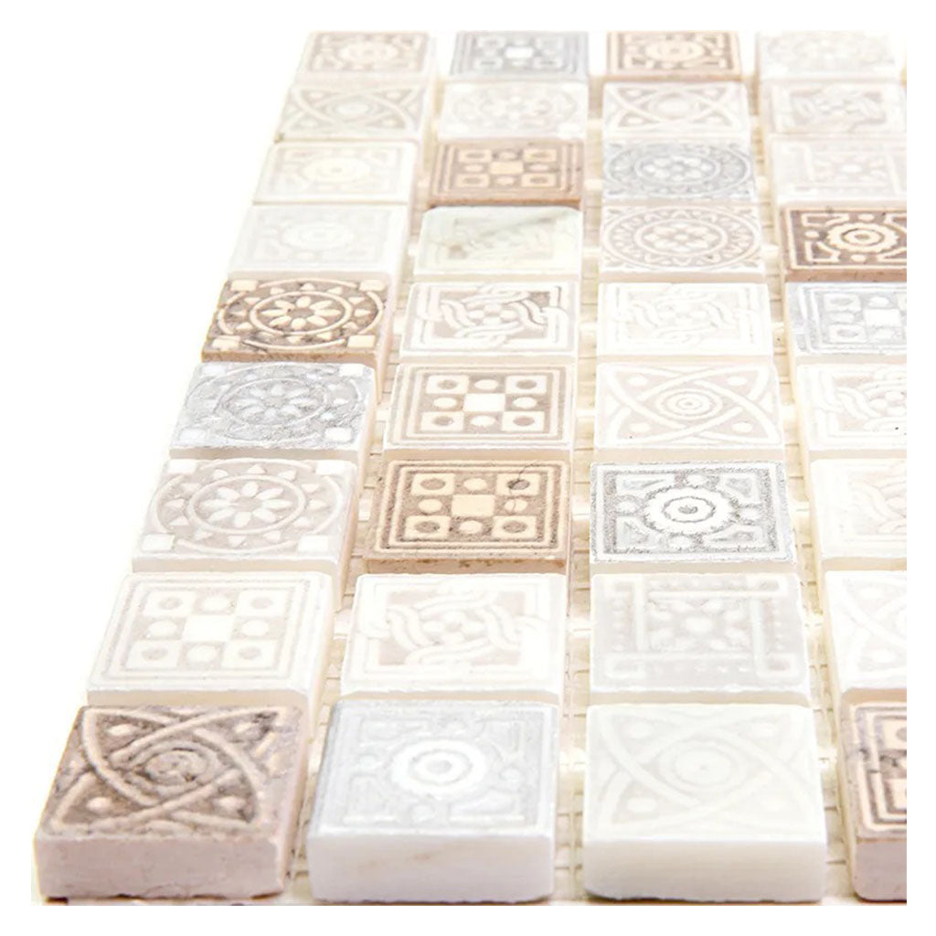 Cream Soft Earthy 12x12 Foiled Texture Square Stone Mosaic Tile (5 pack, 5 sq ft/case)