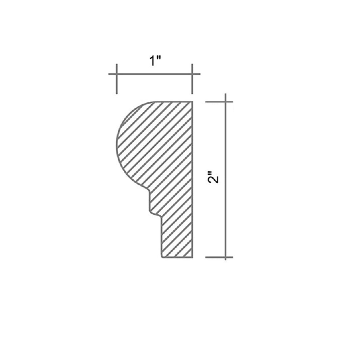 White 2x12 Polished Marble Round Chair Rail Tile Trim (10 pack, 1.667 sq ft/case) - Sample