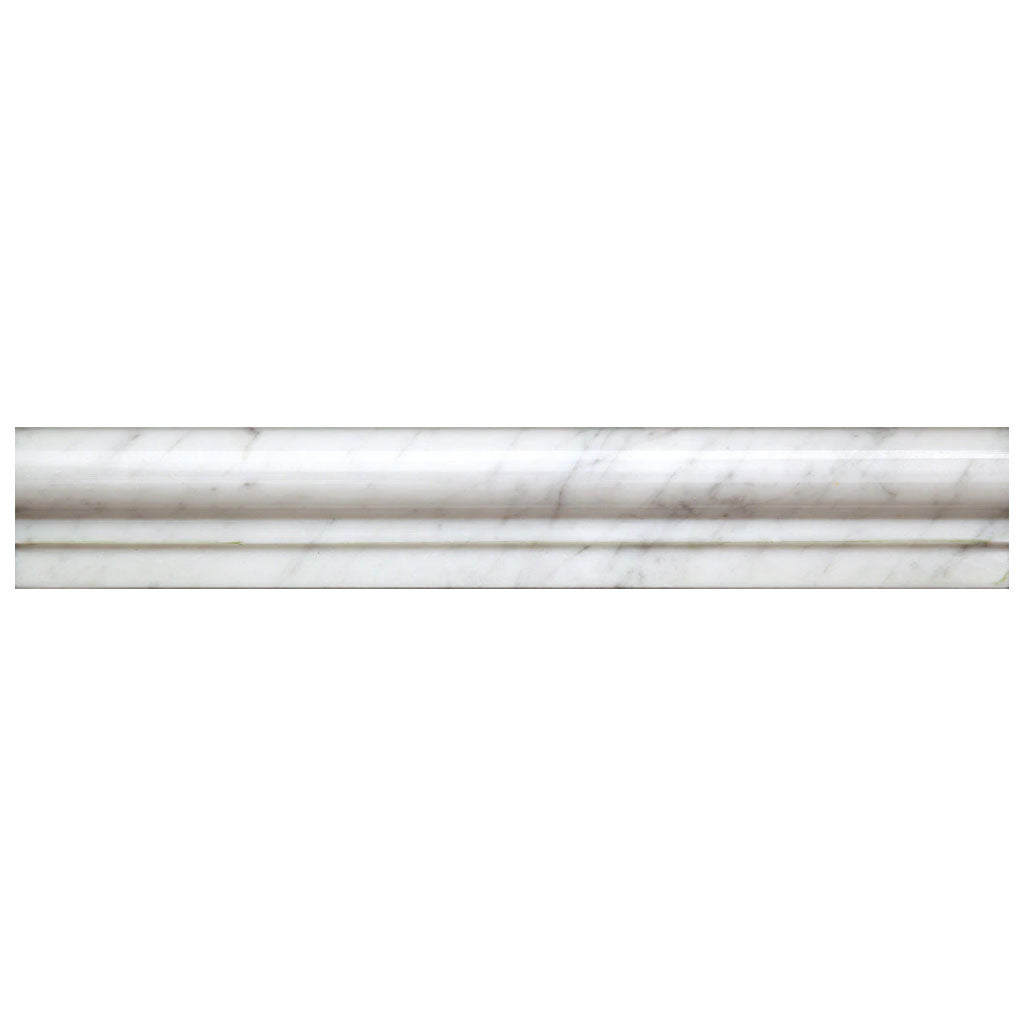 White 2x12 Polished Marble Round Chair Rail Tile Trim (10 pack, 1.667 sq ft/case) - Sample