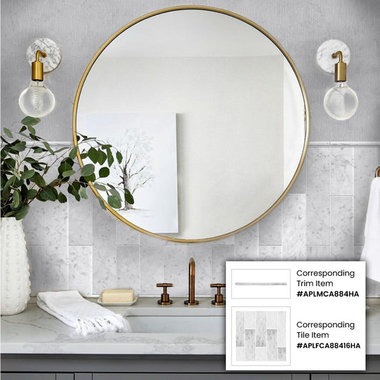 Pearl White 0.8x12 Honed Marble Pencil Tile Trim (10 pack, 0.667 sq ft/case) - Sample