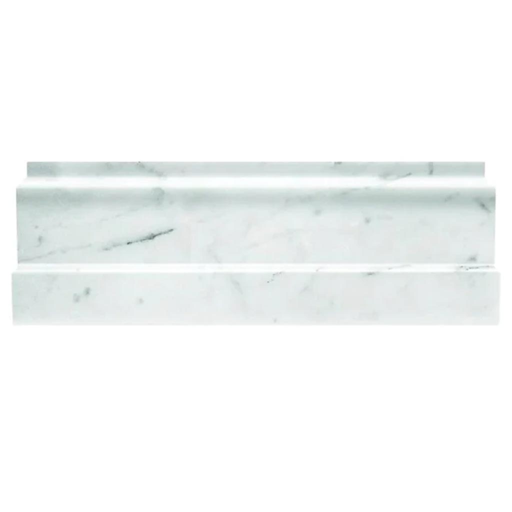 White 4x12 Polished Marble Baseboard Step Tile Trim (10 pack, 3.33 sq ft/case) - Sample