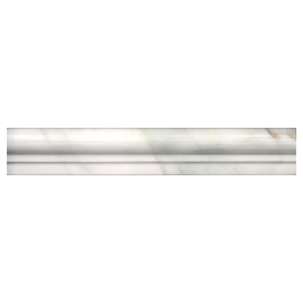 White 2x12 Polished Marble Chair Rail Round Tile Trim (10 pack, 1.667 sq ft/case) - Sample