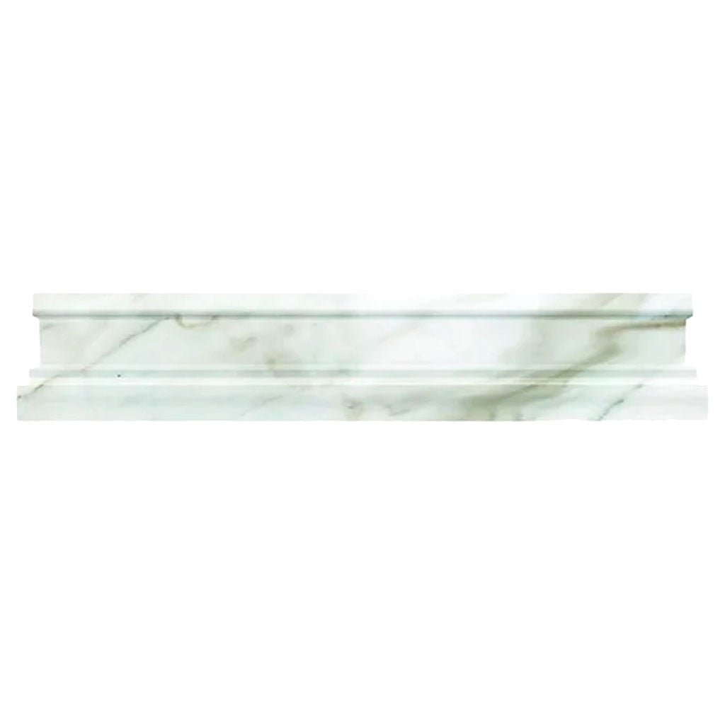 White 2x12 Polished Marble Step Chair Rail Tile Trim (10 pack, 1.667 sq ft/case) - Sample