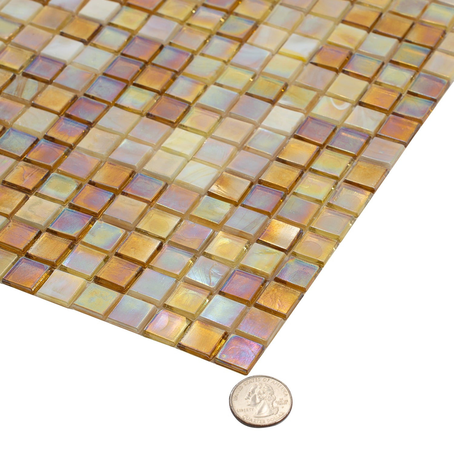 White Gold 12x12 Glossy Glass Uniform Square Mosaic Tile (20 pack, 18.69 sq ft/case) - Sample
