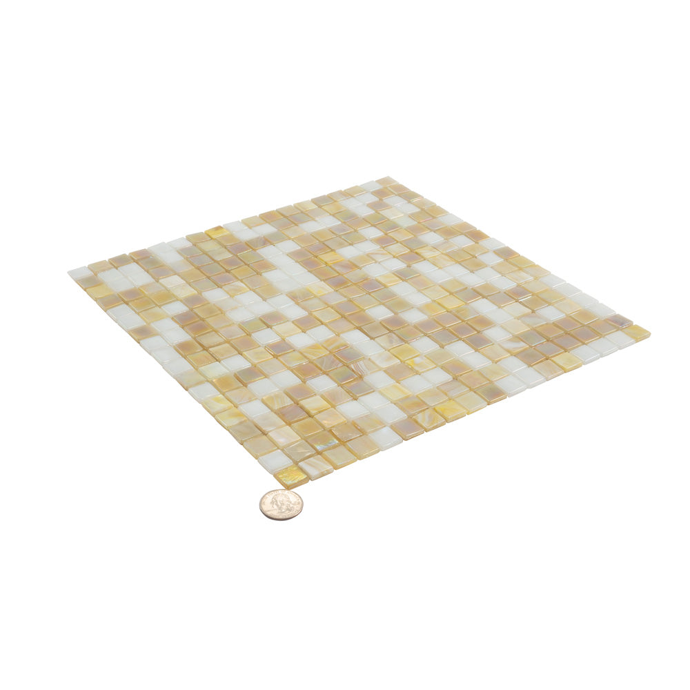 Yellow Gold White 12x12 Glossy Uniform Square Glass Mosaic Tile (20 pack, 18.69 sq ft/case) - Sample