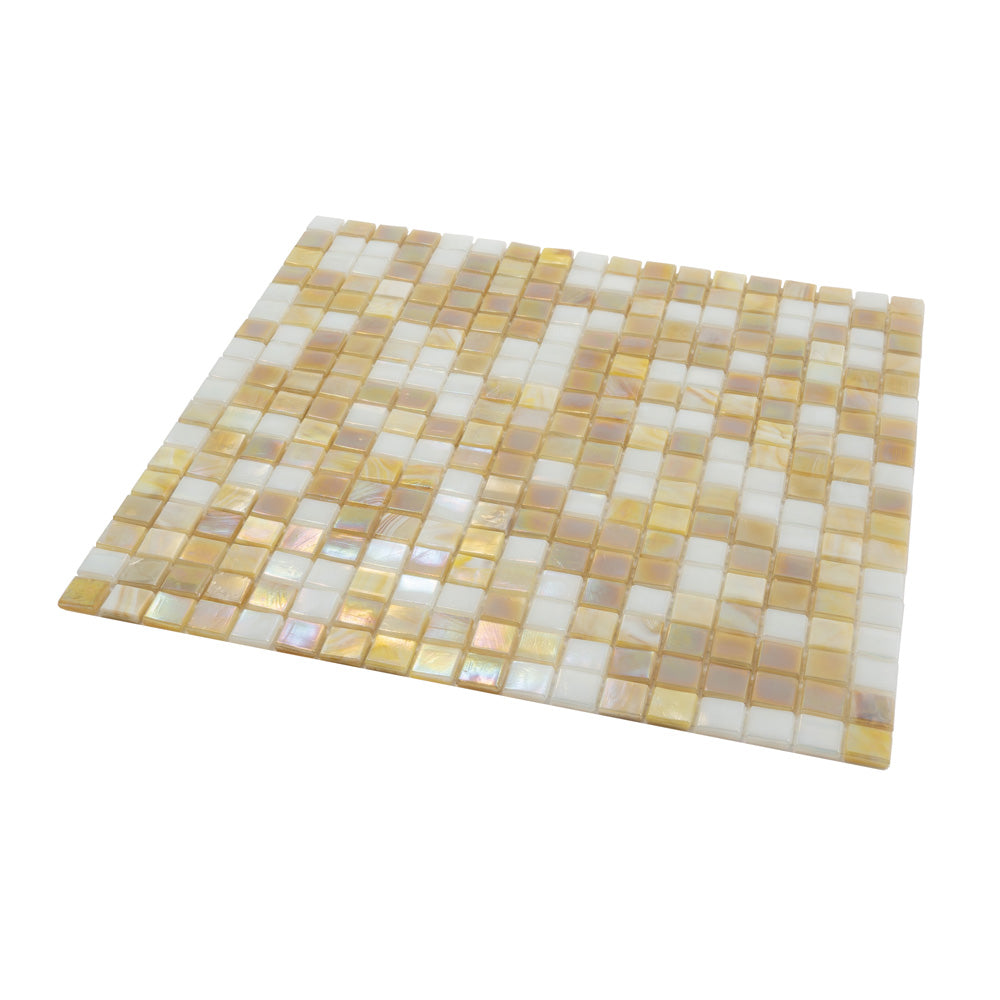 Yellow Gold White 12x12 Glossy Uniform Square Glass Mosaic Tile (20 pack, 18.69 sq ft/case) - Sample