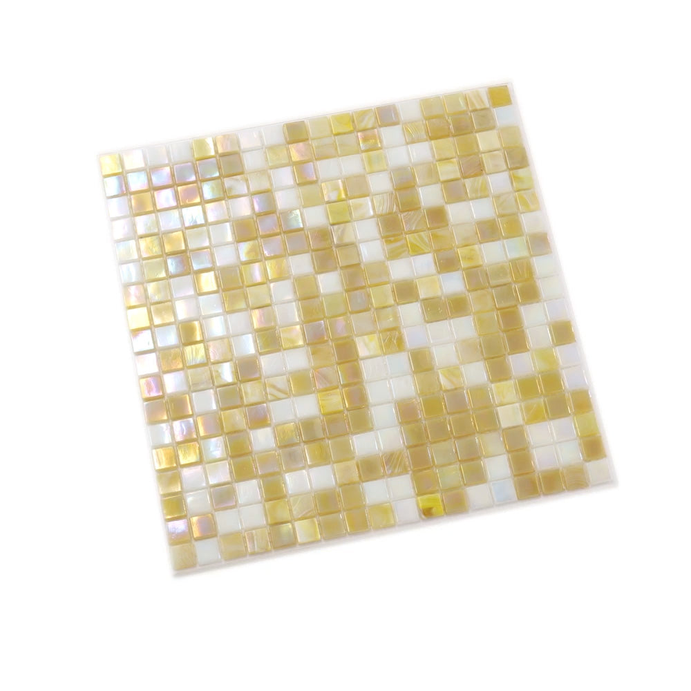 Yellow Gold White 12x12 Glossy Uniform Square Glass Mosaic Tile (20 pack, 18.69 sq ft/case) - Sample