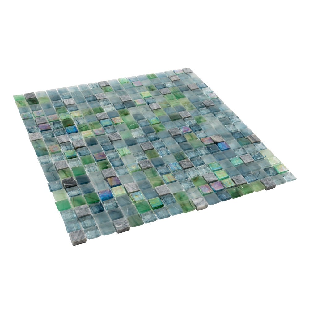 Stone Blue Green 12x12 Glossy Uniform Square Glass Mosaic Tile (20 pack, 18.69 sq ft/case)