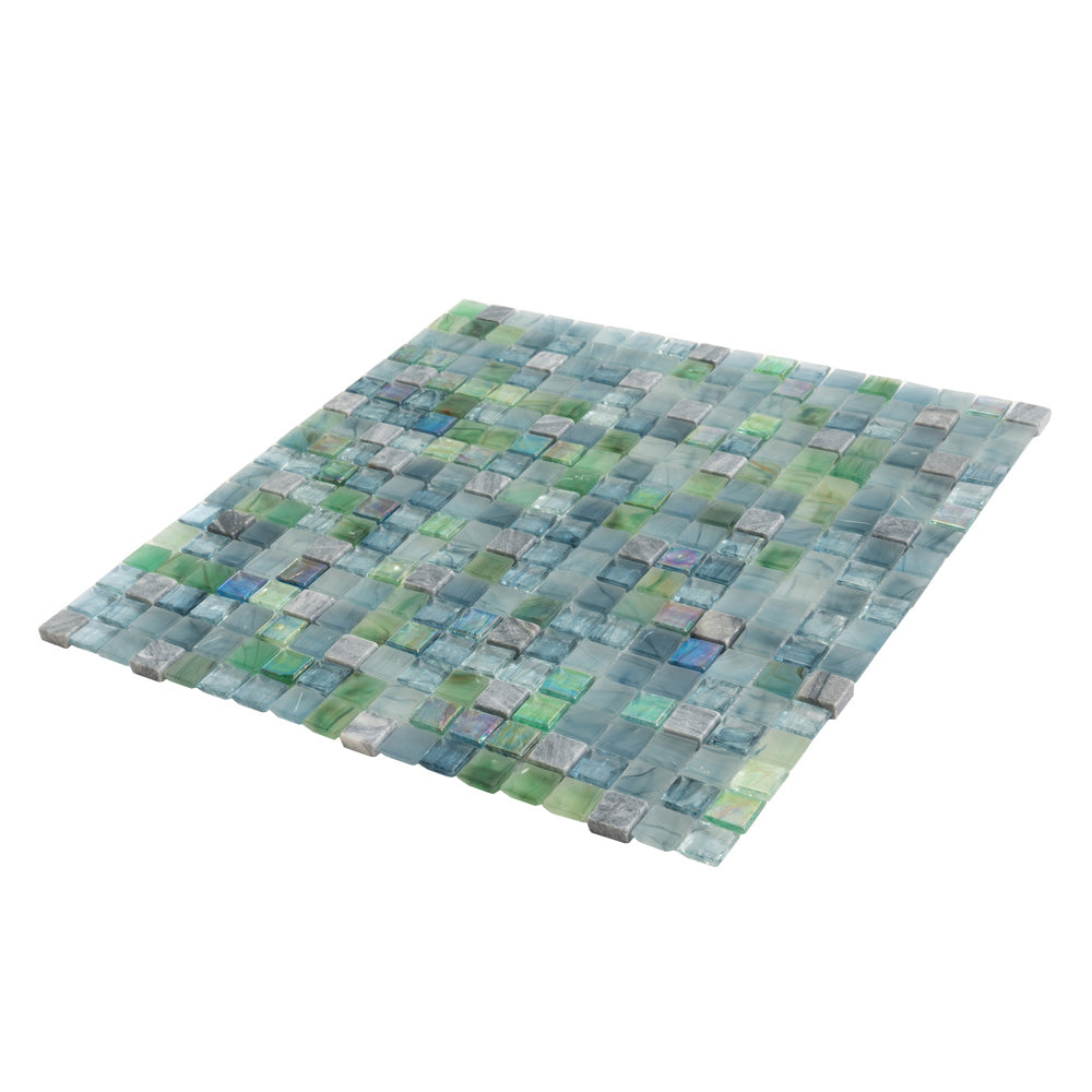 Stone Blue Green 12x12 Glossy Uniform Square Glass Mosaic Tile (20 pack, 18.69 sq ft/case)