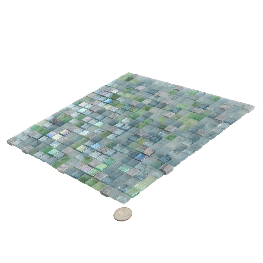 Stone Blue Green 12x12 Glossy Uniform Square Glass Mosaic Tile (20 pack, 18.69 sq ft/case)