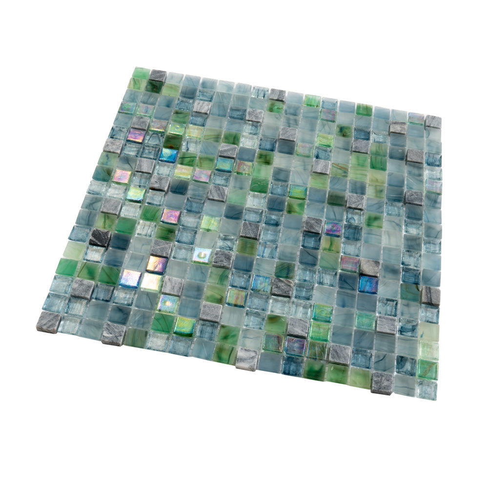 Stone Blue Green 12x12 Glossy Uniform Square Glass Mosaic Tile (20 pack, 18.69 sq ft/case)