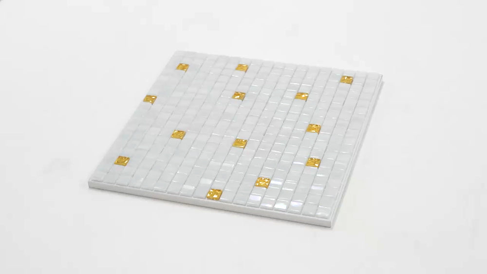 White Gold 12x12 Glossy Uniform Square Glass Mosaic Tile (20 pack, 18.69 sq ft/case)