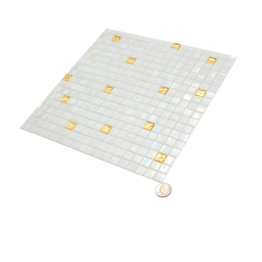 White Gold 12x12 Glossy Uniform Square Glass Mosaic Tile (20 pack, 18.69 sq ft/case)