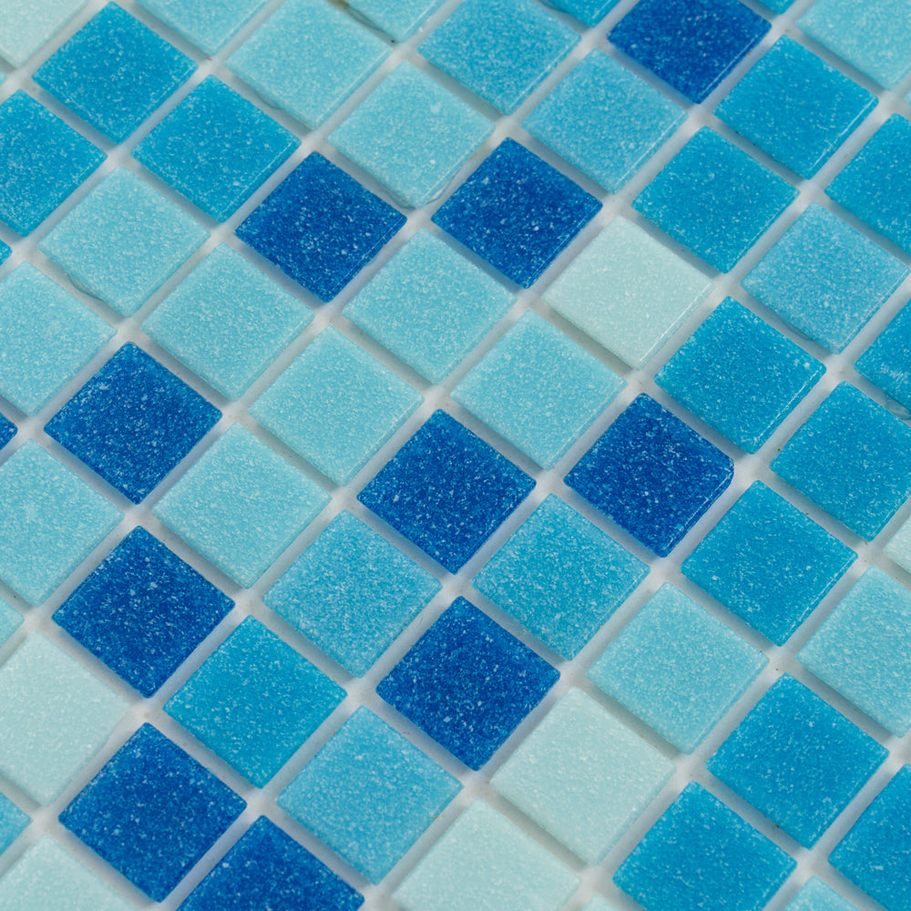 Blue White 12x12 Uniform Square Glossy Glass Mosaic Tile (20 pack, 20 sq ft/case)