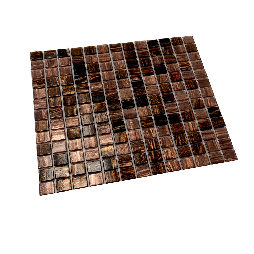 Brown Yellow 12x12 Glossy Uniform Square Glass Mosaic Tile (20 pack, 20 sq ft/case) - Sample