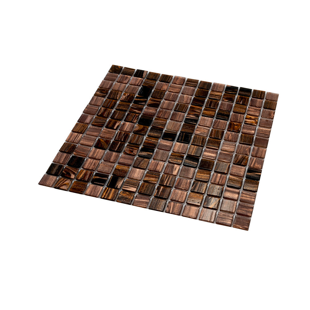Brown Yellow 12x12 Glossy Uniform Square Glass Mosaic Tile (20 pack, 20 sq ft/case) - Sample