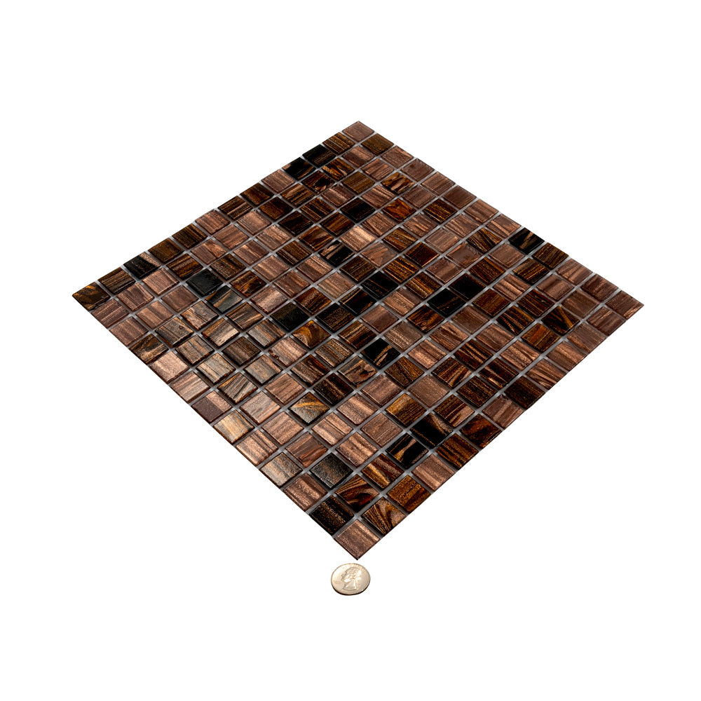 Brown Yellow 12x12 Glossy Uniform Square Glass Mosaic Tile (20 pack, 20 sq ft/case) - Sample
