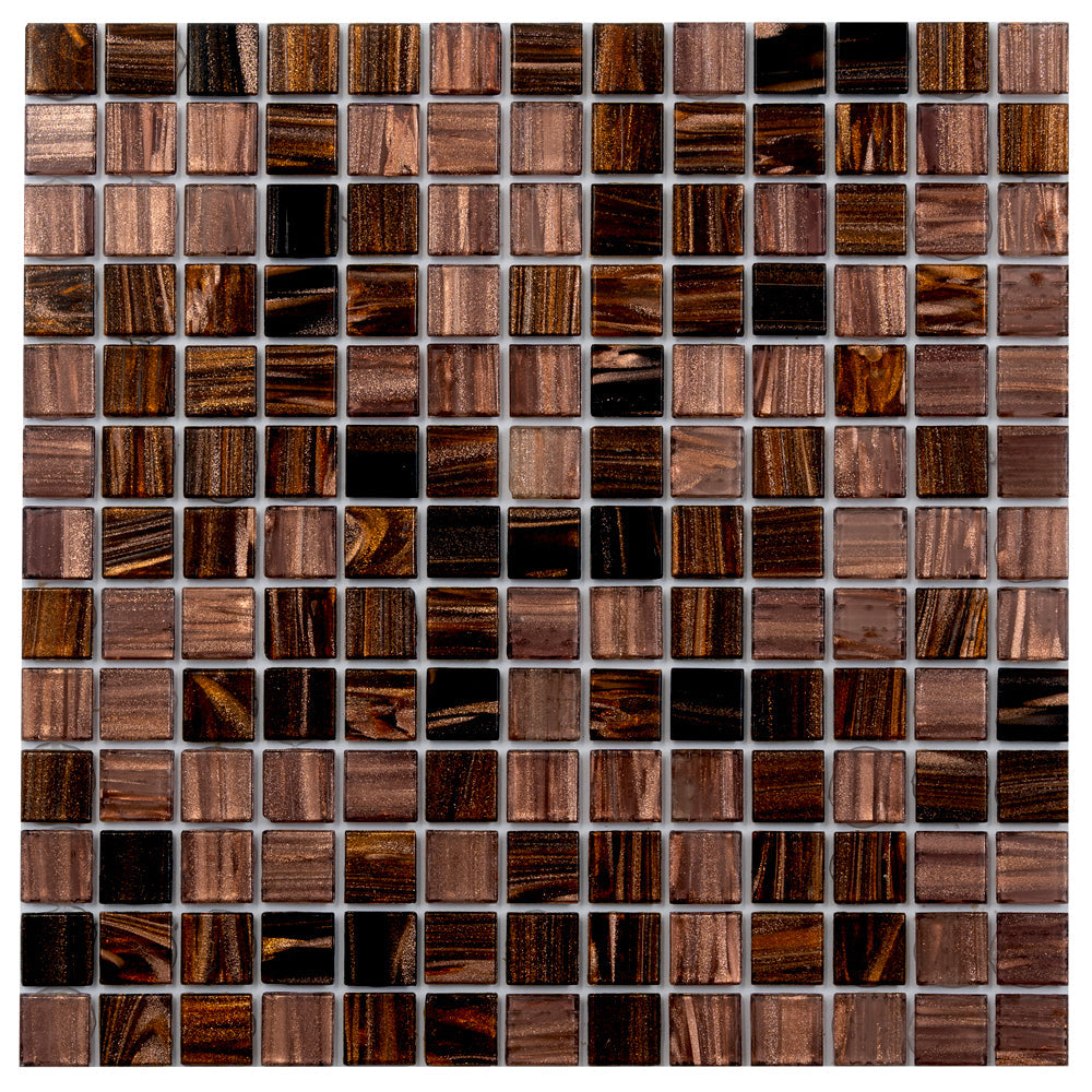 Brown Yellow 12x12 Glossy Uniform Square Glass Mosaic Tile (20 pack, 20 sq ft/case) - Sample