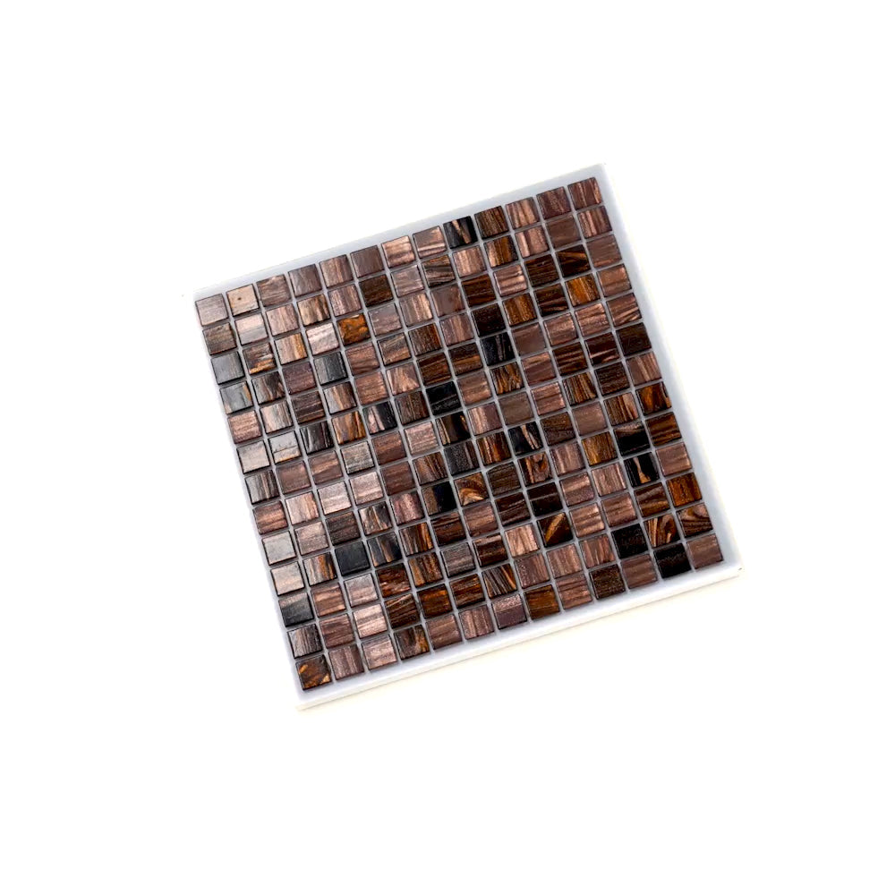 Brown Yellow 12x12 Glossy Uniform Square Glass Mosaic Tile (20 pack, 20 sq ft/case) - Sample