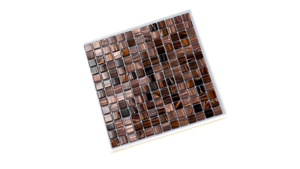 Brown Yellow 12x12 Glossy Uniform Square Glass Mosaic Tile (20 pack, 20 sq ft/case) - Sample