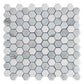 Pristine White Gray 11x12 Polished Hexagon Thassos Carrara Blue Celeste Marble Mosaic Tile (5 pack, 4.59 sq ft/case)