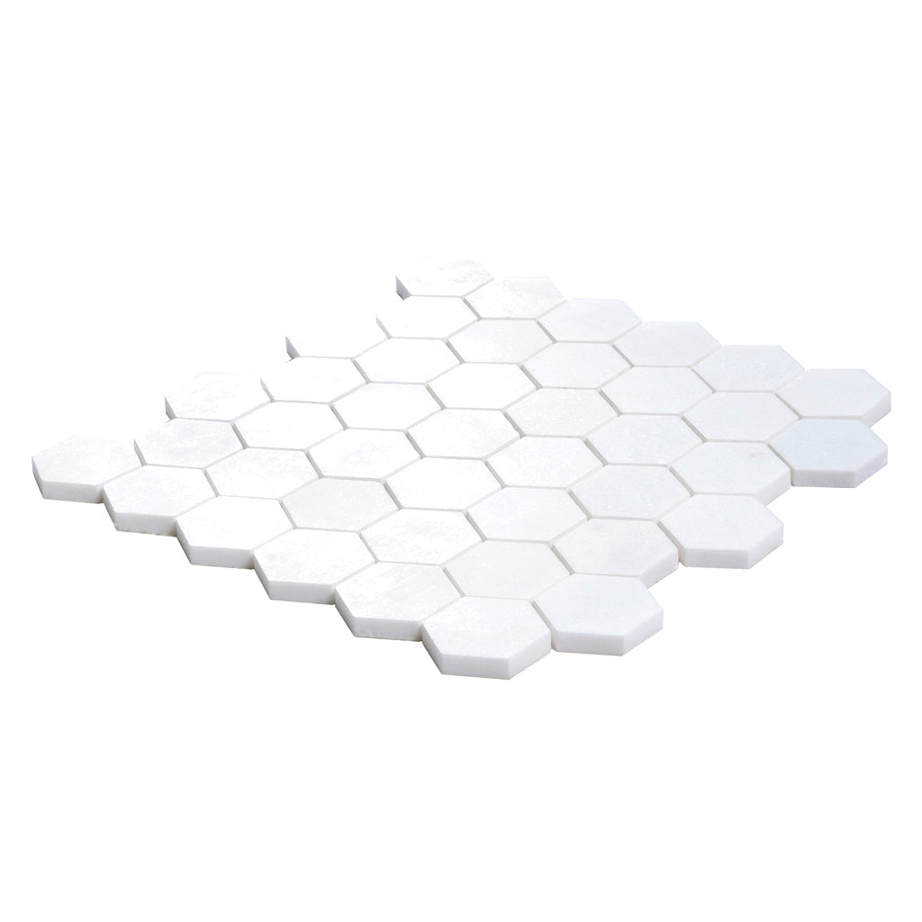 Snow White 12x12 Honed Hexagon Marble Mosaic Tile (5 pack, 4.83 sq ft/case) - Sample