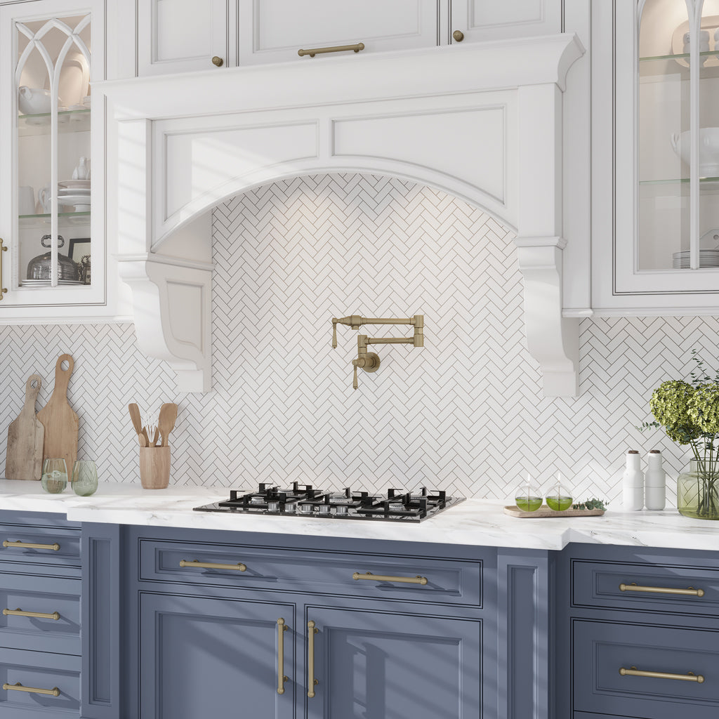 Snow White 12x13 Honed Herringbone Thassos Marble Mosaic Tile (5 pack, 5.29 sq ft/case)