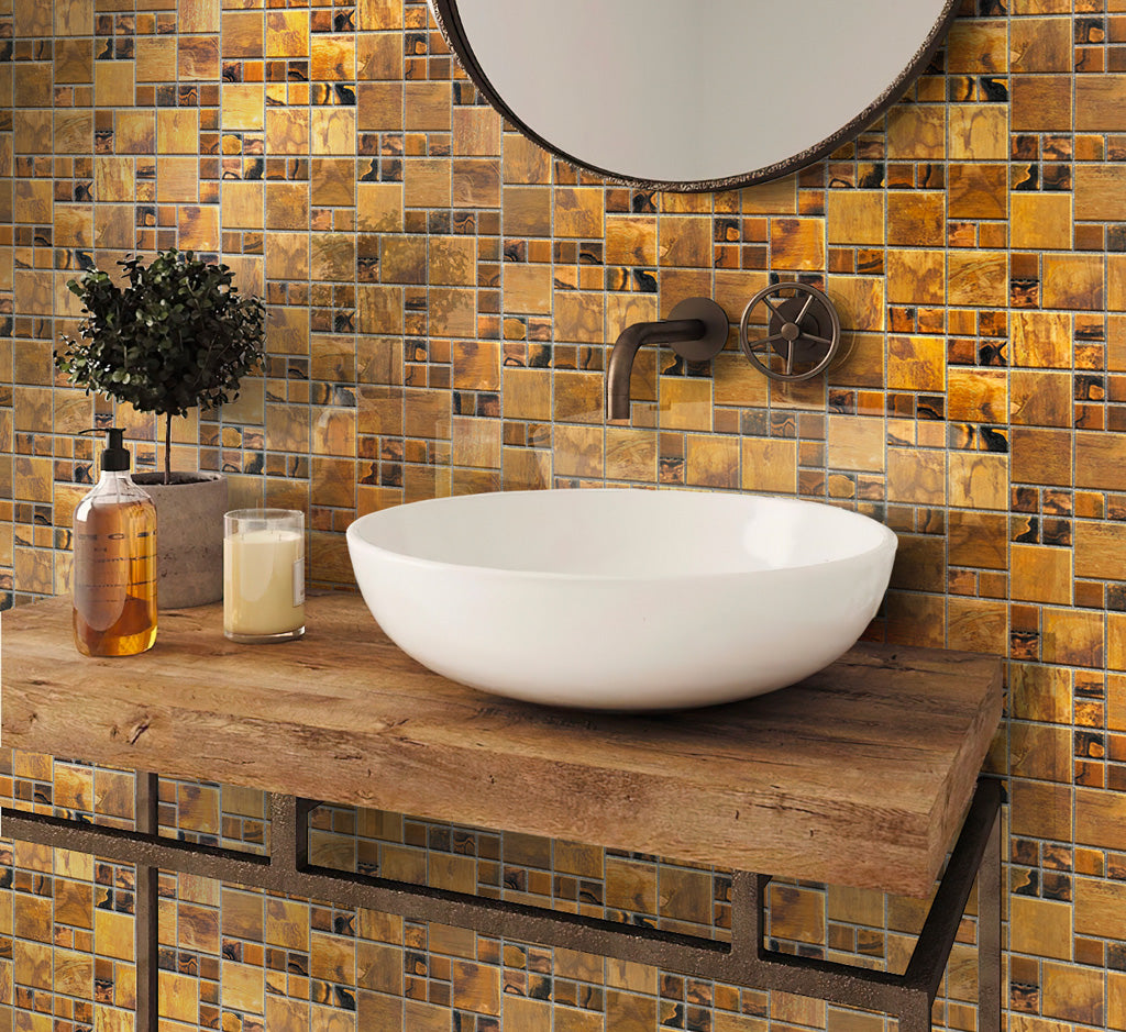 12x12 Bronze Honed Polished Metal Mosaic Tile