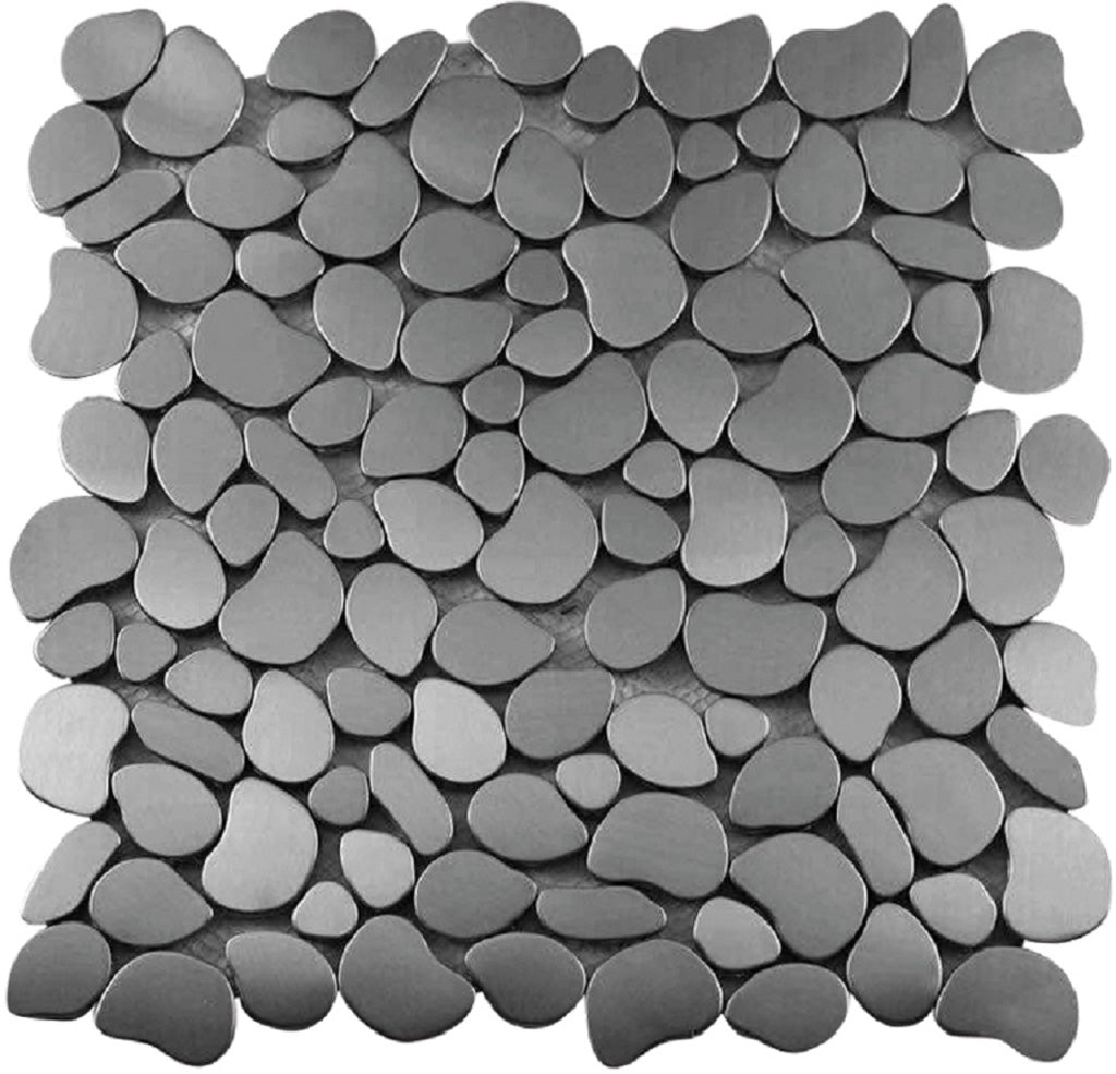 Pebble Gray 12x12 Polished Multi-shaped Metal Mosaic Tile (5 pack, 5.17 sq ft/case) - Sample