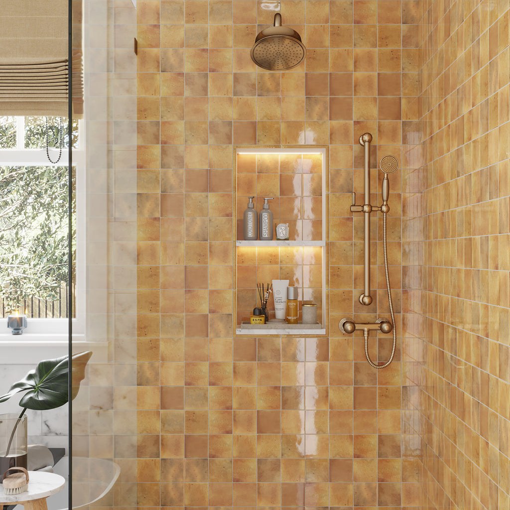 4x4 Antiek Orange Square Tile