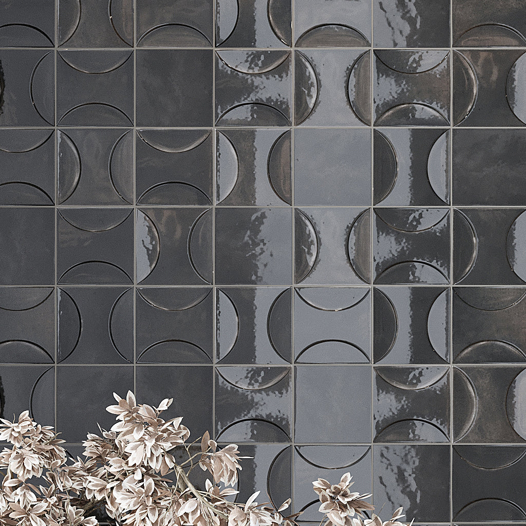 Black 4x4 Glossy Square Ceramic Tile (35 Cases, 226.1 sqft/Pallet)