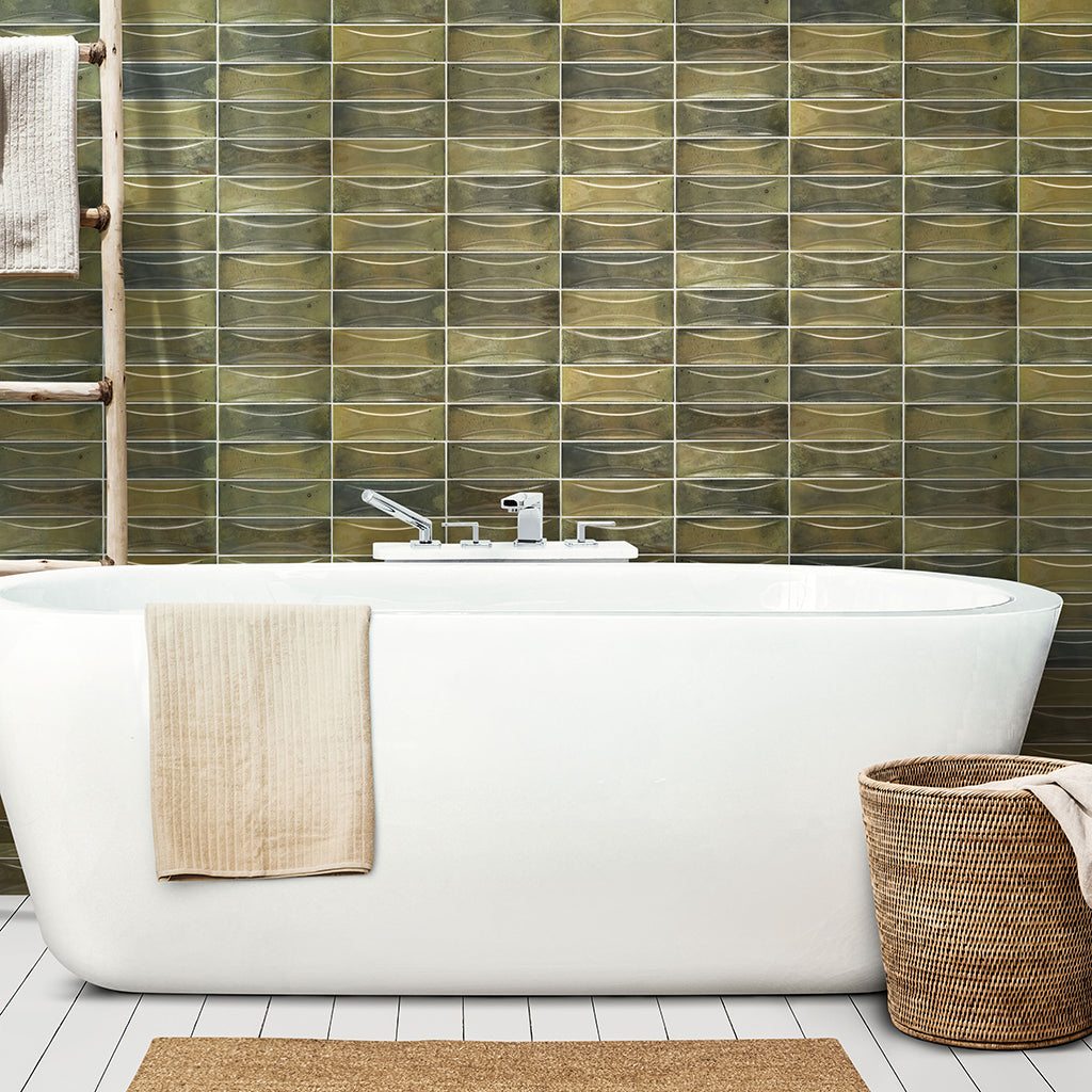 Olive Green 2.5x8 Glossy Ceramic Subway Deco Tile (38 pack, 5.38 sq ft/case)