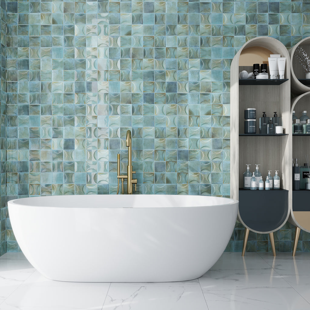 Blue 4x4 Glossy Ceramic Square Deco Tile (50 pack, 5.39 sq ft/case)