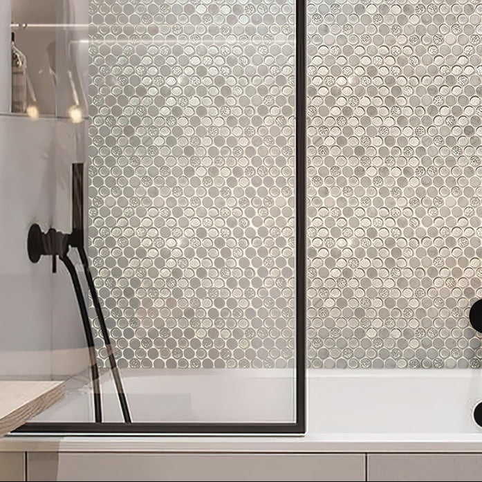 White 12x12 Glossy Penny Round Glass Marble Mosaic Tile (5 pack, 4.83 sq ft/case) - Sample