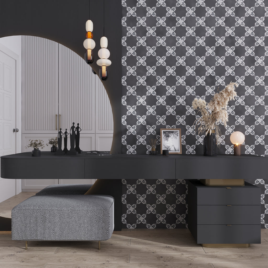 5x5 Gray Ceramic Cross-Shaped Wall and Floor Tile