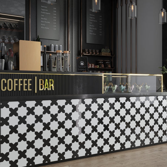 Black 5x5 Glossy Cross Ceramic Tile (27 pack, 5.37 sq ft/case) - Sample