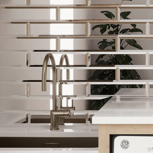 Clear Silver Glass Wall Tile