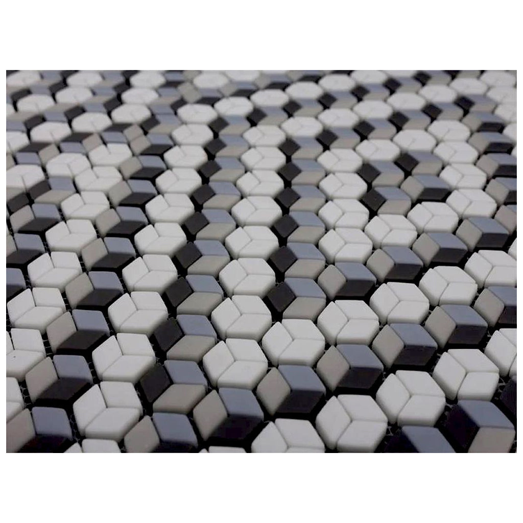 Gray White 12x14 Polished Diamond Recycled Glass Mosaic Tile (5 pack, 5.55 sq ft/case) - Sample