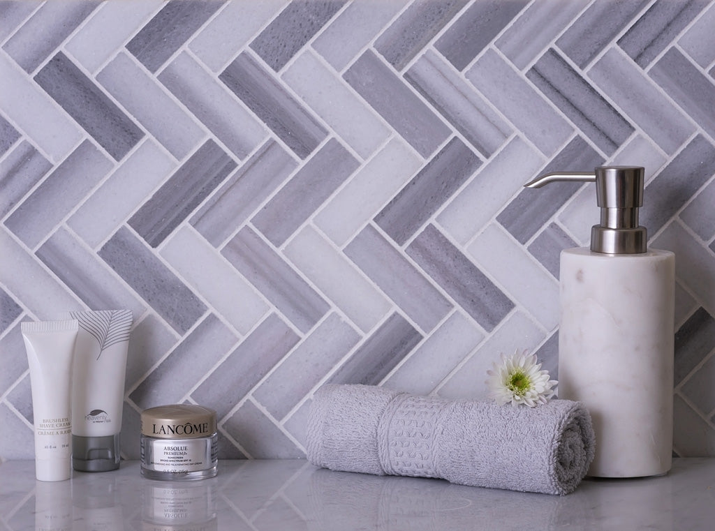Gray Herringbone Tile