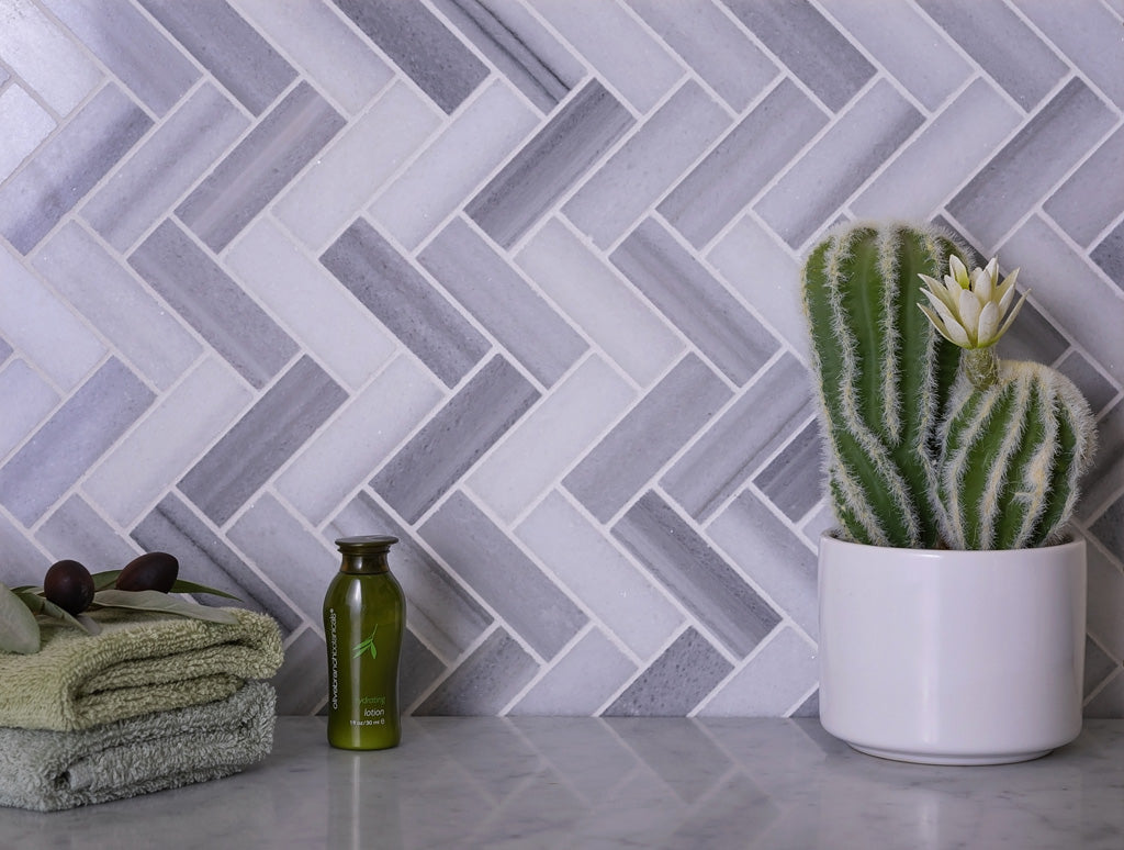 Gray Herringbone Polished Tile