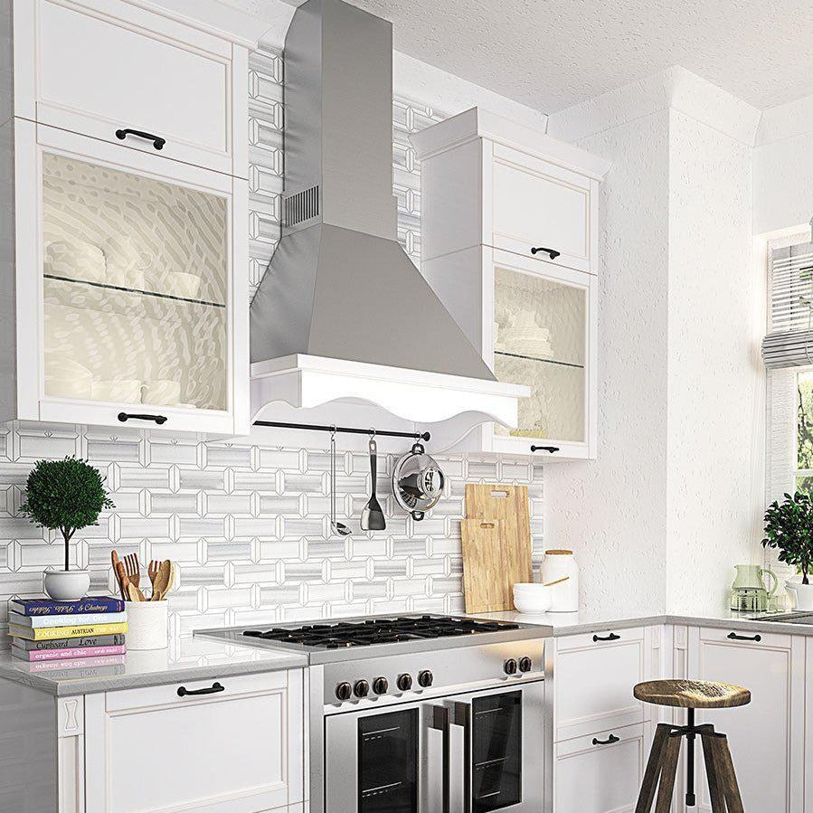 White Gray 10x12 Polished Brick Marble Mosaic Tile (5 pack, 4.04 sq ft/case) - Sample