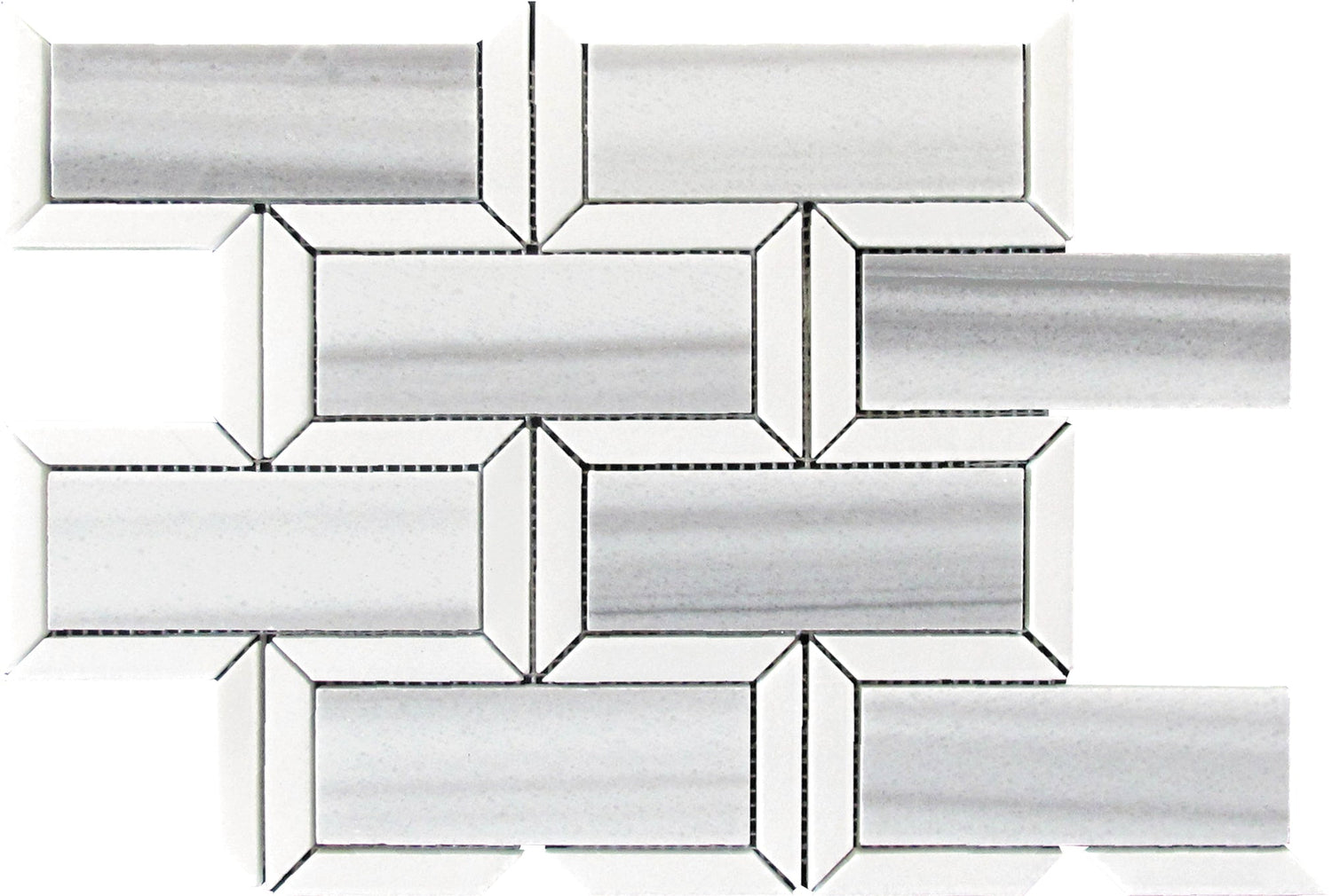 White Gray 10x12 Polished Brick Marble Mosaic Tile (5 pack, 4.04 sq ft/case) - Sample