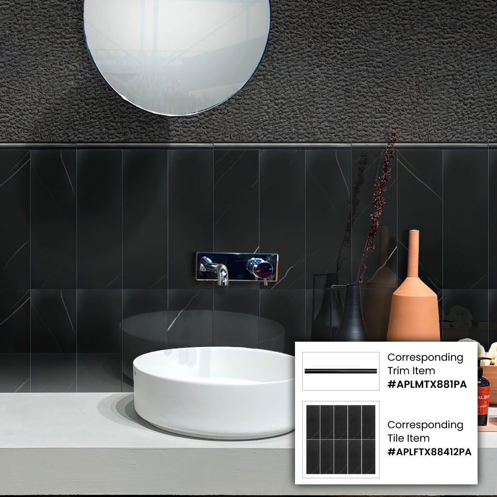 0.6x12 Black Pencil Tile Trim